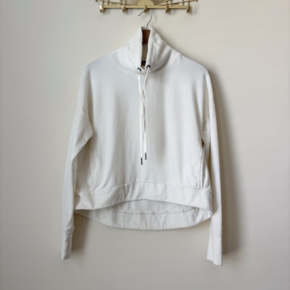 Sweaty Betty Harmonize Luxe Pullover High Neck Sweatshirt Small White - Picture 2 of 11